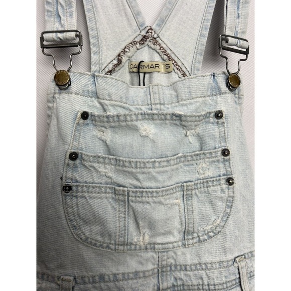 Carmar Light Wash Denim Distressed Jeans Overalls Size Small - Picture 5 of 13
